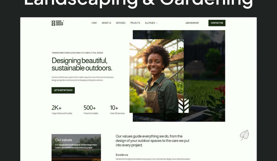 Framer templates for landscapers