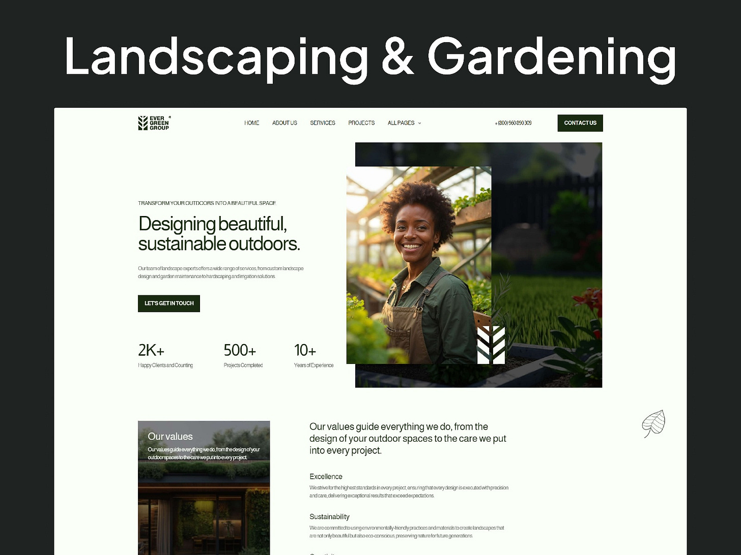 Framer templates for landscapers